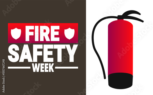 December is Fire Safety week Vector illustration. Holiday concept. suitable for placard, background,Greeting Card, Poster design template with text inscription, standard Social Media Post.