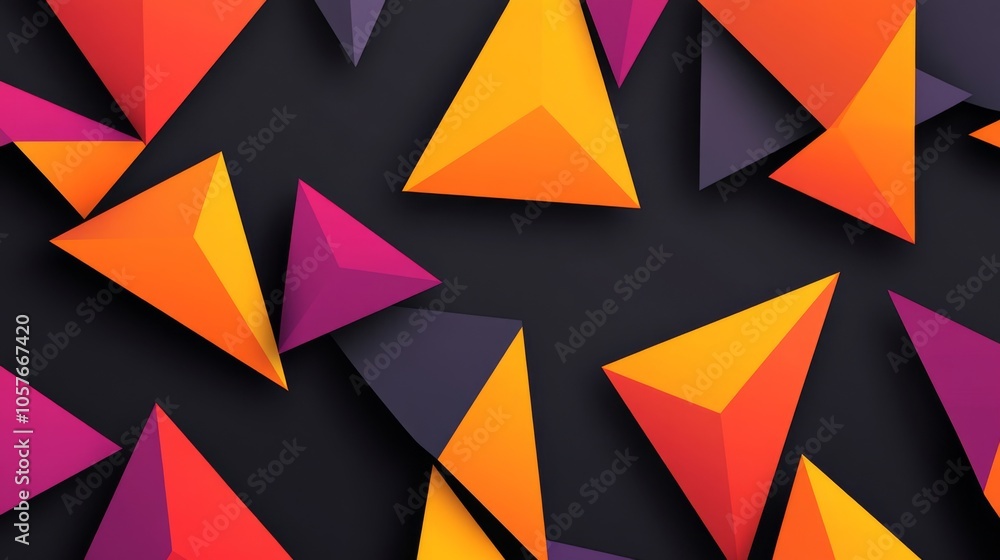 Colorful Triangles on Dark Background Design Colorful Triangles on Dark Background Design