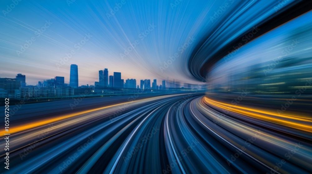 Obraz premium Dynamic Cityscape with Motion Blur at Dusk