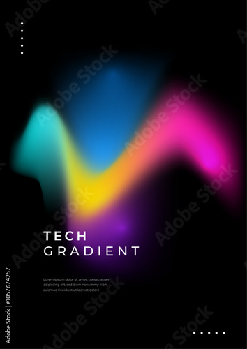 Vibrant Tech Gradient with Neon Light Waves. A vibrant gradient with neon colors blending smoothly on a dark background. Ideal for tech and design projects requiring a modern abstract look