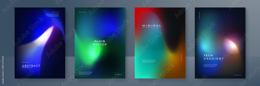 Fototapeta premium Modern Abstract Fluid Gradient Backgrounds for Posters and Tech Designs. Modern abstract backgrounds featuring fluid gradients and minimal designs, perfect for tech and poster themes