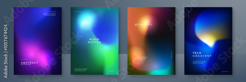Abstract Gradient Posters with Fluid Design Elements