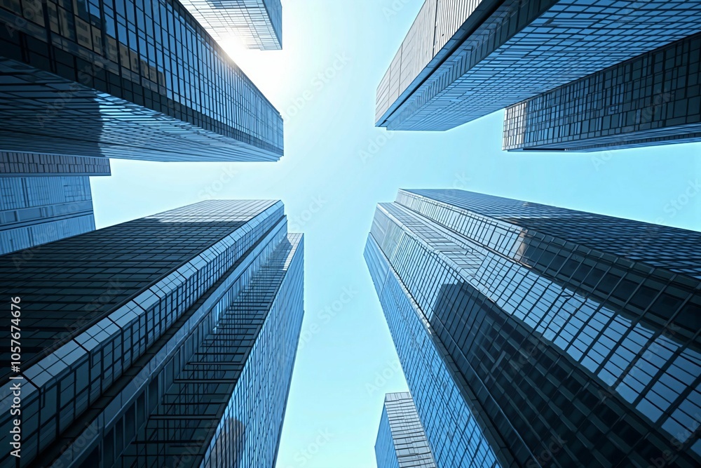 Fototapeta premium Majestic High-Rises and Urban Skyline - Capturing the Ambition of Modern Architecture