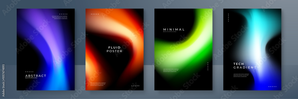 Fototapeta premium Modern Abstract Gradient Poster Designs with Fluid Patterns. Perfect for technology and artistic themes, showcasing vibrant color combinations