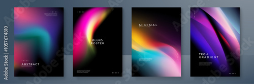 Abstract Gradient Posters With Modern Fluid Concepts Design