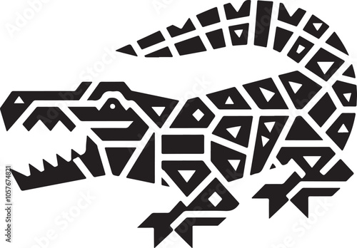 geometric crocodile animal silhouette vector art illustration