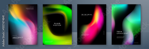 Abstract Gradient Posters with Fluid Design Elements