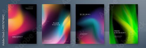 Modern Abstract Fluid Gradient Backgrounds for Posters and Tech Designs. Modern abstract backgrounds featuring fluid gradients and minimal designs, perfect for tech and poster themes