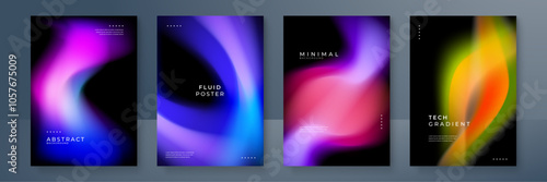 Modern Abstract Posters with Colorful Fluid Gradients. Modern abstract posters featuring vibrant fluid gradients. Perfect for artistic designs, digital presentations, and contemporary decor projects