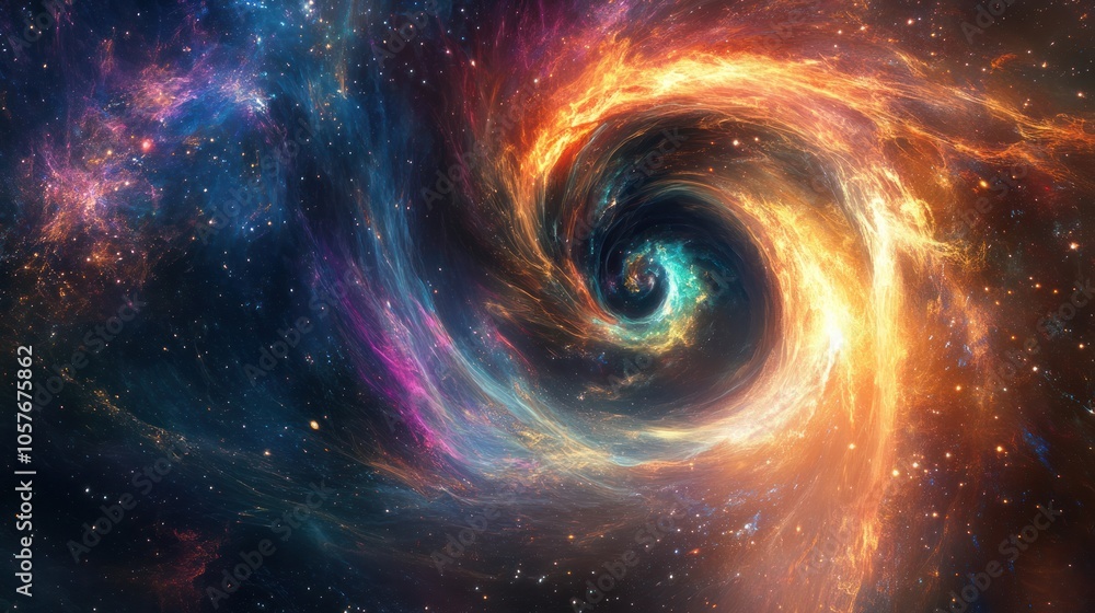 An abstract representation of a quantum rainbow emerging from a black hole, An abstract representation of a quantum rainbow emerging from a black hole,