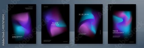 Modern Abstract Fluid Gradient Backgrounds for Posters and Tech Designs. Modern abstract backgrounds featuring fluid gradients and minimal designs, perfect for tech and poster themes