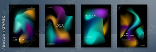 Modern Abstract Posters with Colorful Fluid Gradients. Modern abstract posters featuring vibrant fluid gradients. Perfect for artistic designs, digital presentations, and contemporary decor projects
