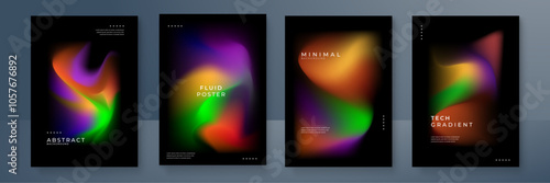 Abstract Gradient Posters with Fluid Design Elements
