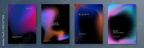 Abstract Gradient Posters With Modern Fluid Concepts Design