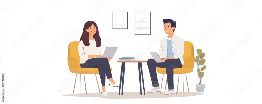 Psychology, Happy asian young couple, patient consulting problem mental health with psychologist, psychiatrist at clinic together, relationship, Generative AI Psychology, Happy asian young couple, patient consulting problem mental health with psychologist, psychiatrist at clinic together, relationship, Generative AI