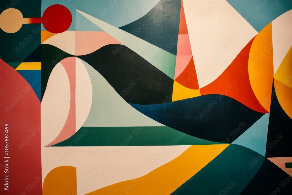 Obraz premium Minimalistic Geometry colorful background with nature elements