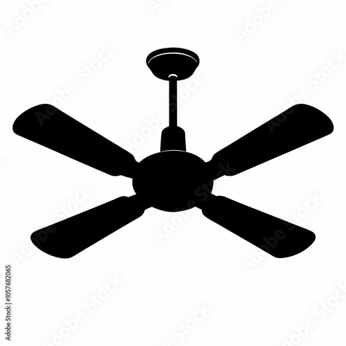 Ceiling fan silhouette vector black on white background