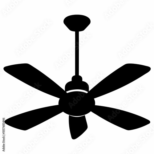 Ceiling fan silhouette vector black on white background