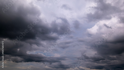 Dark sky with stormy clouds. Dramatic sky rain,Dark clouds before a thunder-storm. photo