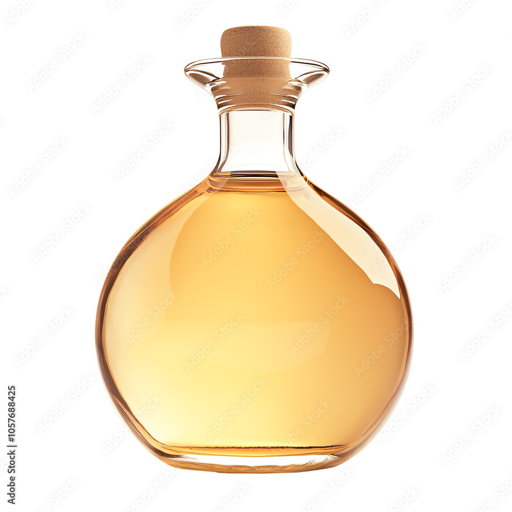Elegant glass decanter with cork stopper. Elegant glass decanter with cork stopper.