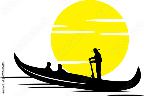 Gondolier SVG, Gondola SVG, Gondola Clipart, Gondola Files For Cricut, Gondola Cut Files For Silhouette, Gondola PNG, Gondola Boat Vector	