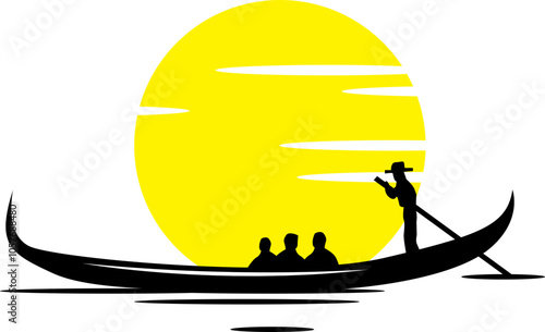 Gondolier SVG, Gondola SVG, Gondola Clipart, Gondola Files For Cricut, Gondola Cut Files For Silhouette, Gondola PNG, Gondola Boat Vector	