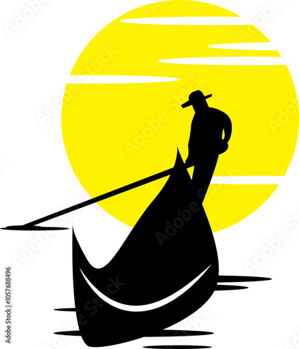 Gondolier SVG, Gondola SVG, Gondola Clipart, Gondola Files For Cricut, Gondola Cut Files For Silhouette, Gondola PNG, Gondola Boat Vector	