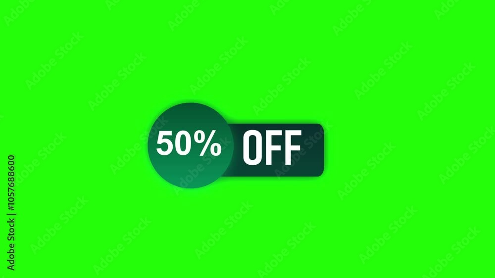 50% off animated on green background 50% off animated on green background