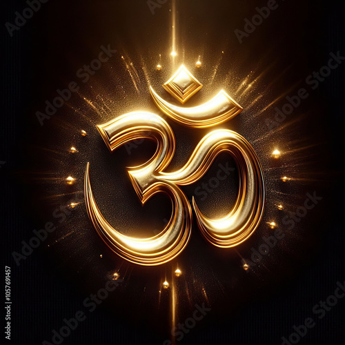 golden OM symbol on a black background