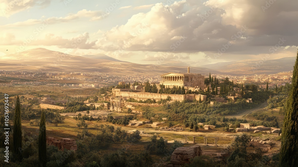 Romanticized Vision of Ancient Judea Landscape Romanticized Vision of Ancient Judea Landscape