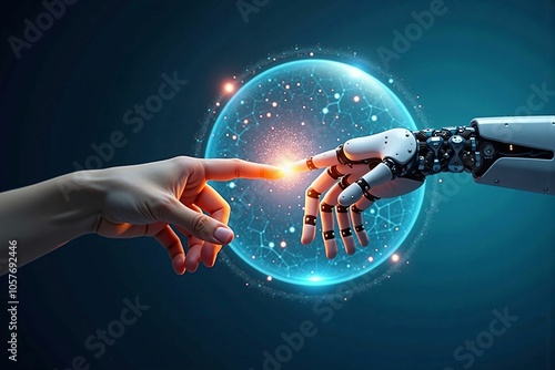 Human and Robot Hand Touching - The Symbolic Connection of AI and Humanity in the Digital Era
