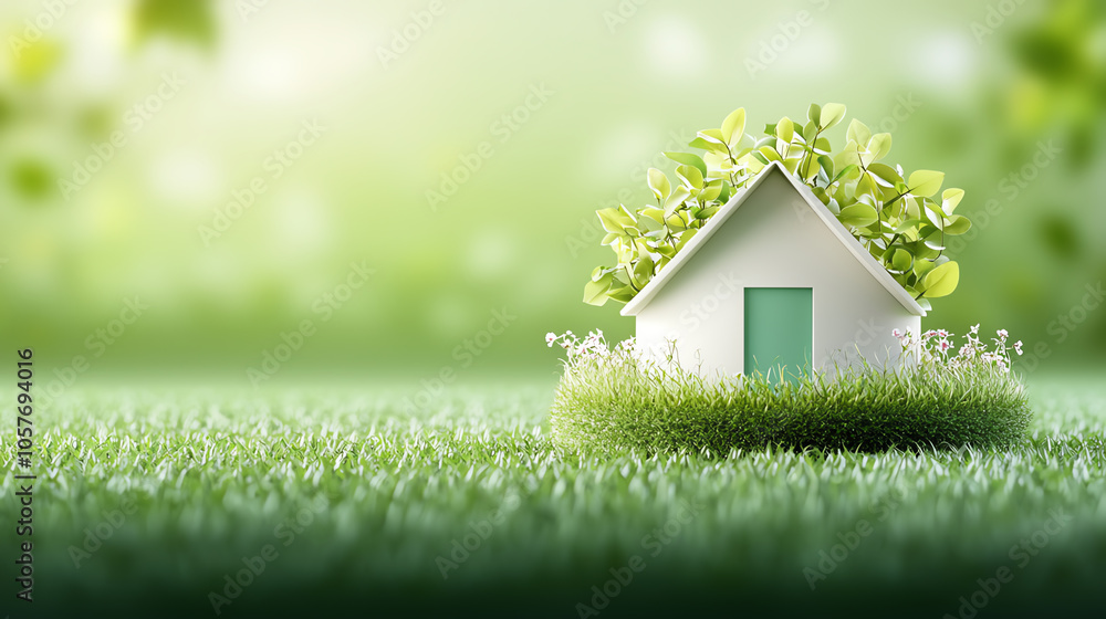 Compact circular home, innovative ecomaterials, 3D illustration Compact circular home, innovative ecomaterials, 3D illustration
