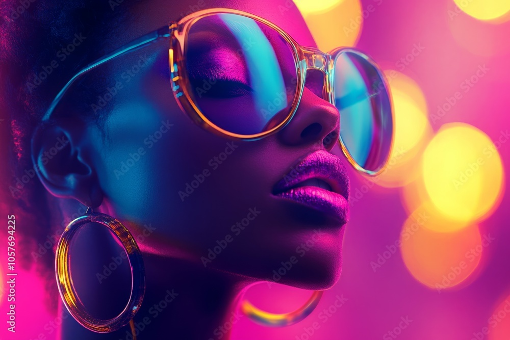 neon color close up dj face neon color close up dj face