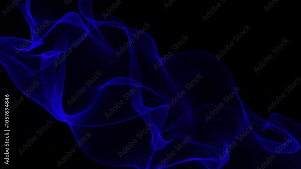 Abstract blue flowing wave isolated on black background. Design element for technology, science, modern concept Abstract blue flowing wave isolated on black background. Design element for technology, science, modern concept