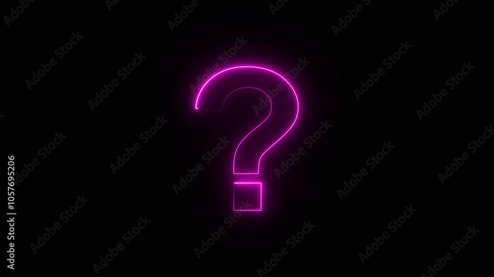 glowing question mark on Neon light Question Mark animation on the brick wall Outline query silhouette. Neon question mark icon glowing question mark on Neon light Question Mark animation on the brick wall Outline query silhouette. Neon question mark icon