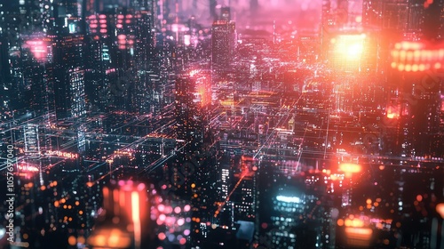 Wallpaper Mural Digital City Network Connectivity Illustration Torontodigital.ca