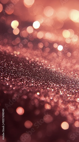 A beautiful pink rose sparkling in a glittering background of pink and gold hues