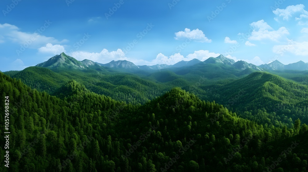Fototapeta premium Rolling green hills and a blue sky.