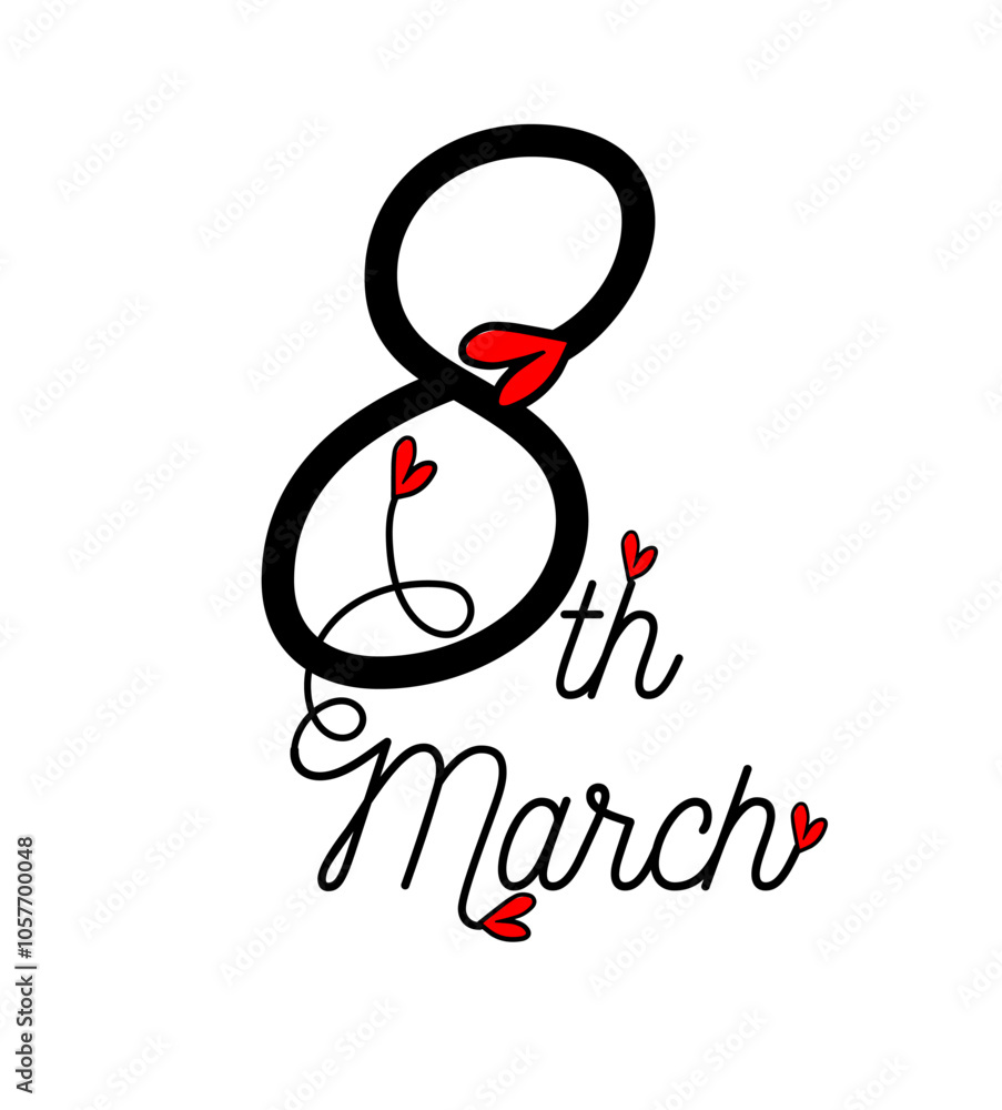 Fototapeta premium International women's day poster. March 8. Hand drawn. Not AI, Vector illustration.