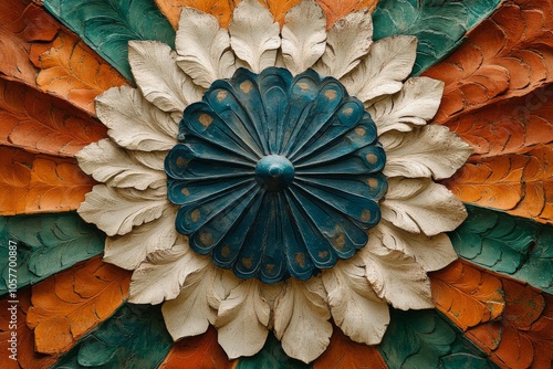 Decorative wall art featuring vibrant colors and intricate floral design in a...
