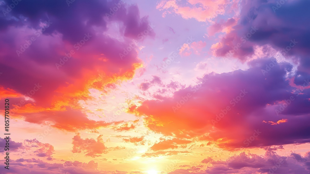 Vibrant Sunset Sky with Rich Orange Hues Vibrant Sunset Sky with Rich Orange Hues
