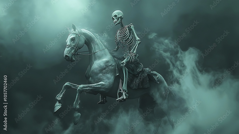 Fototapeta premium a skeleton riding a horse