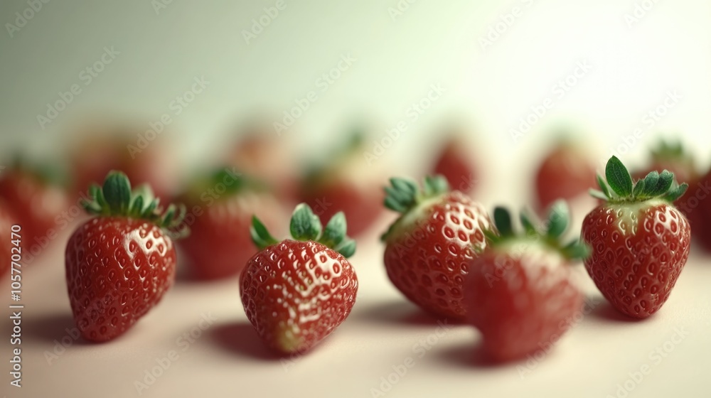 Fresh strawberries on light background with soft focus and natural lighting Fresh strawberries on light background with soft focus and natural lighting
