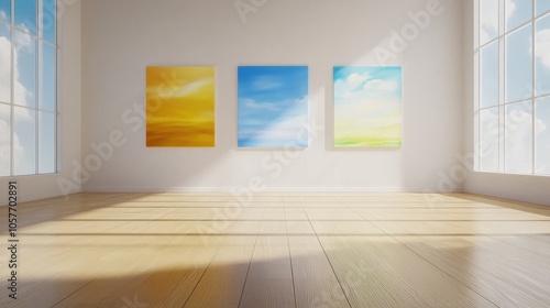 Wallpaper Mural Colorful Paintings in Modern Art Gallery Setting Torontodigital.ca