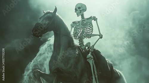 a skeleton riding a horse