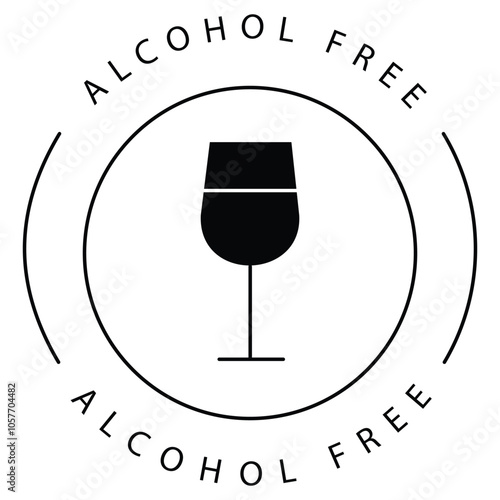 No Drinking Alcohol-Free Wine Bottle Vector Icon Design