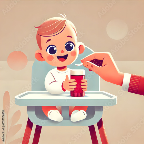 Baby Eating in High Chair
