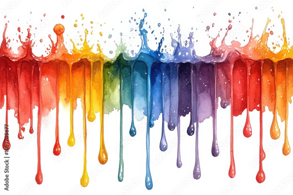 Fototapeta premium A vibrant watercolor splash in rainbow colors, symbolizing creativity and expression.