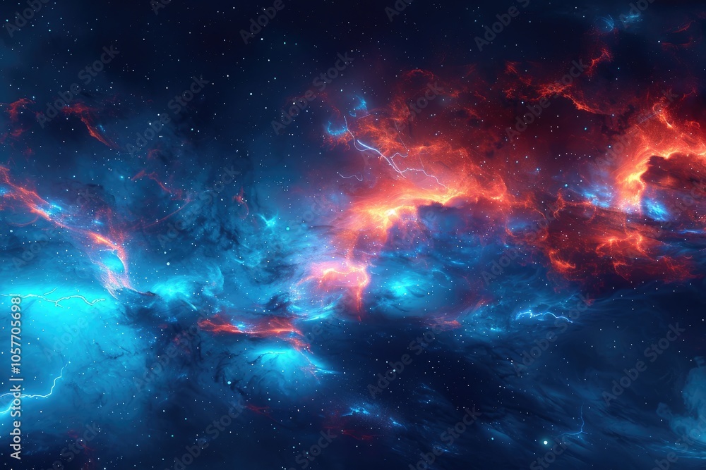 Abstract Cosmic Nebula with Red and Blue Hues Abstract Cosmic Nebula with Red and Blue Hues