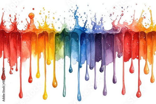 A vibrant watercolor splash in rainbow colors, symbolizing creativity and expression.